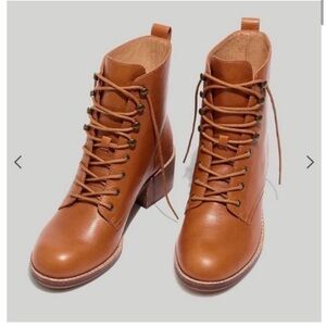 MADEWELL PATTI LACE UP BROWN BOOTS